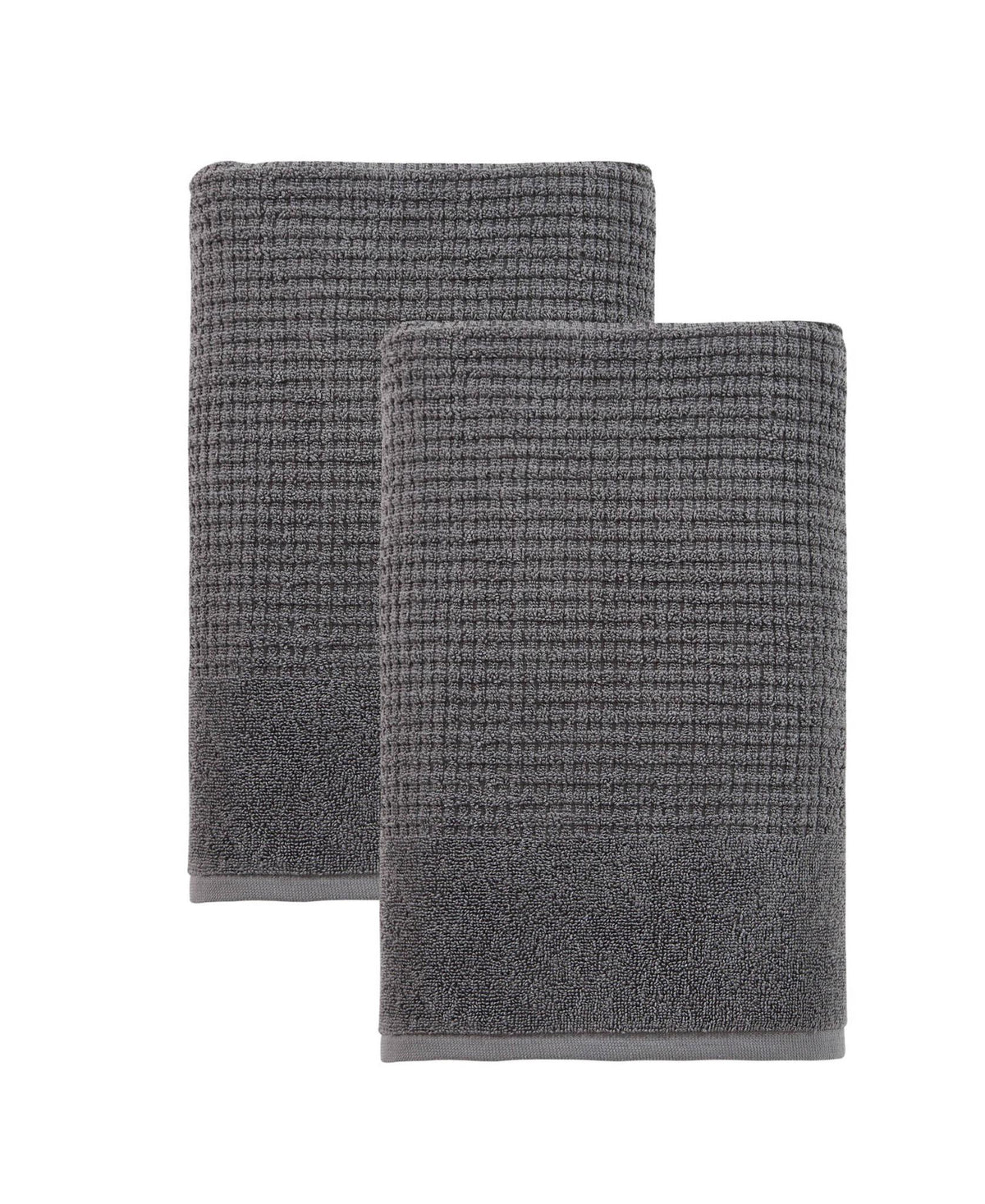 Set of Two Dark Gray Polka Dots Turkish Cotton 27" X 54" Bath Towels - HomeRoots - Flyclothing LLC
