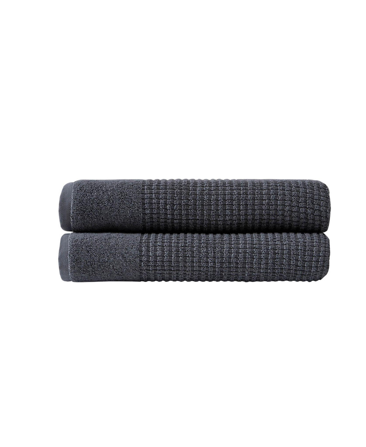 Set of Two Dark Gray Polka Dots Turkish Cotton 27" X 54" Bath Towels - HomeRoots - Flyclothing LLC