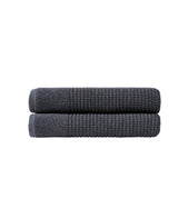 Set of Two Dark Gray Polka Dots Turkish Cotton 27" X 54" Bath Towels - HomeRoots - Flyclothing LLC