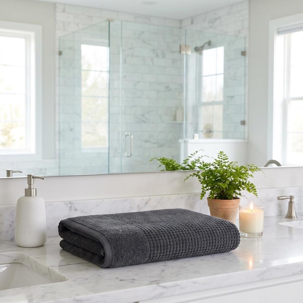 Set of Two Dark Gray Polka Dots Turkish Cotton 27" X 54" Bath Towels - HomeRoots - Flyclothing LLC
