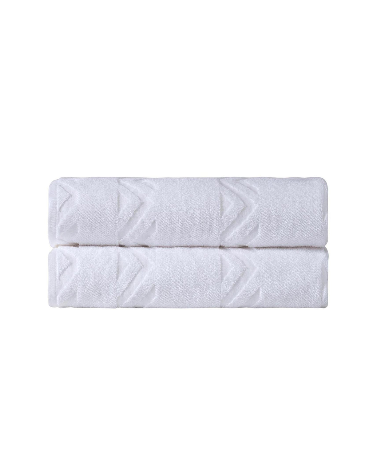 Set of Two White Geometric Turkish Cotton 40" X 70" Bath Sheet - HomeRoots - Flyclothing LLC