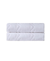 Set of Two White Geometric Turkish Cotton 27" X 54" Bath Towels - HomeRoots - Flyclothing LLC
