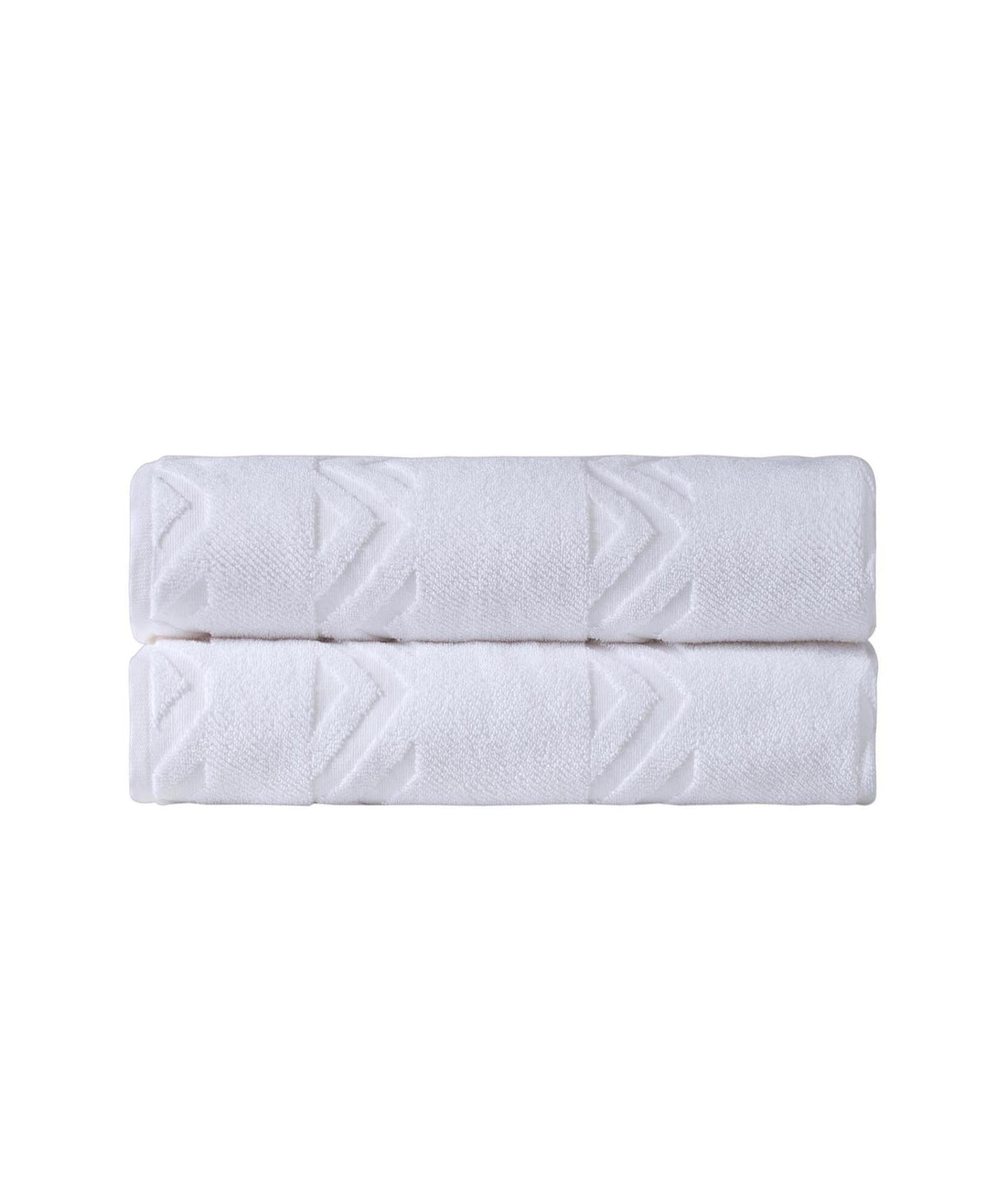 Set of Two White Geometric Turkish Cotton 27" X 54" Bath Towels - HomeRoots - Flyclothing LLC