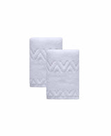 Set of Two White Geometric Turkish Cotton 16" X 30" Hand Towels - HomeRoots - Flyclothing LLC