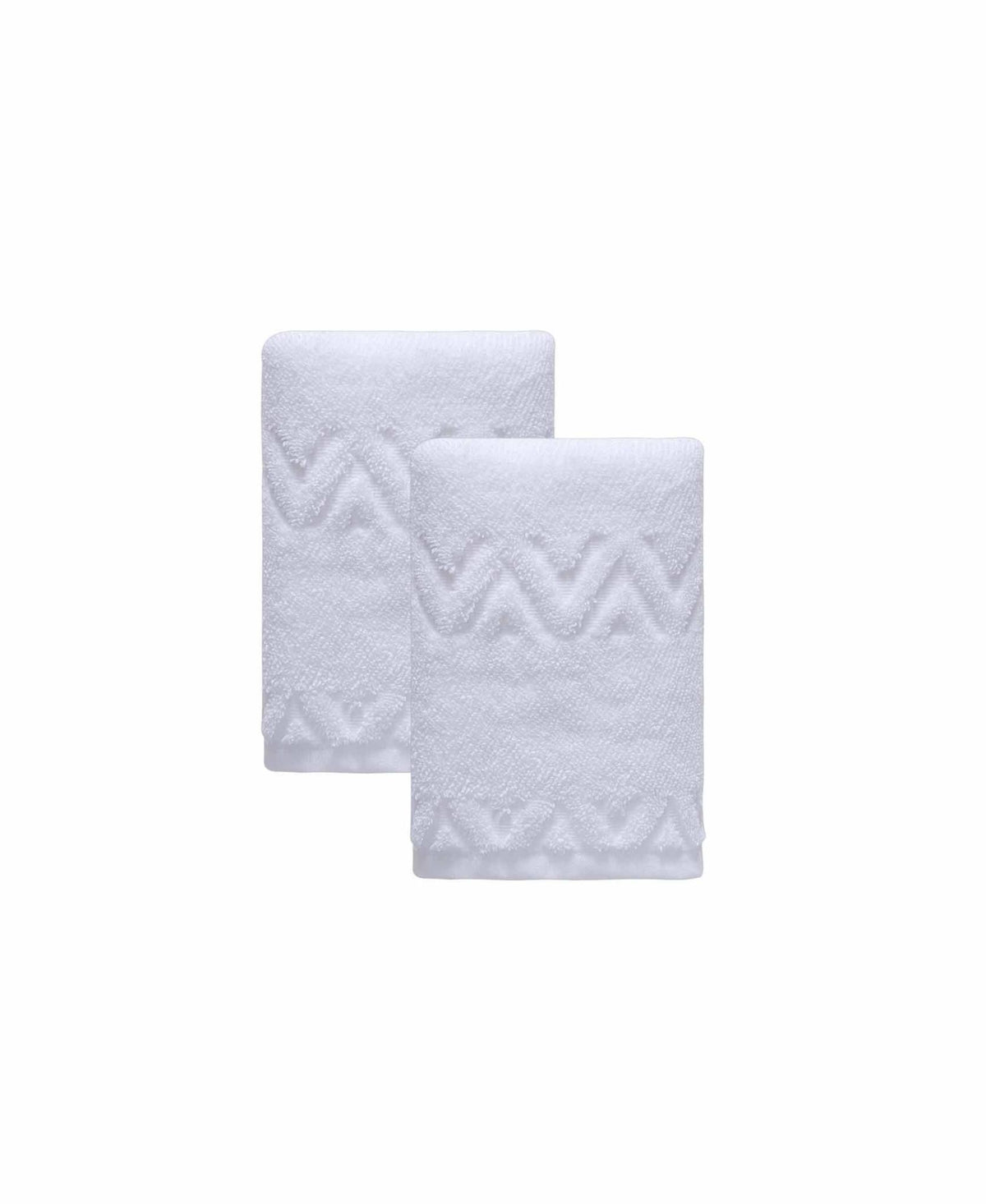 Set of Two White Geometric Turkish Cotton 16" X 30" Hand Towels - HomeRoots - Flyclothing LLC