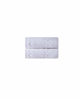 Set of Two White Geometric Turkish Cotton 16" X 30" Hand Towels - HomeRoots - Flyclothing LLC