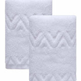 Set of Two White Geometric Turkish Cotton 16" X 30" Hand Towels - HomeRoots - Flyclothing LLC