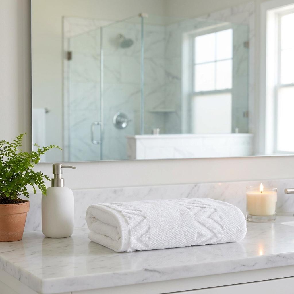 Set of Two White Geometric Turkish Cotton 16" X 30" Hand Towels - HomeRoots - Flyclothing LLC