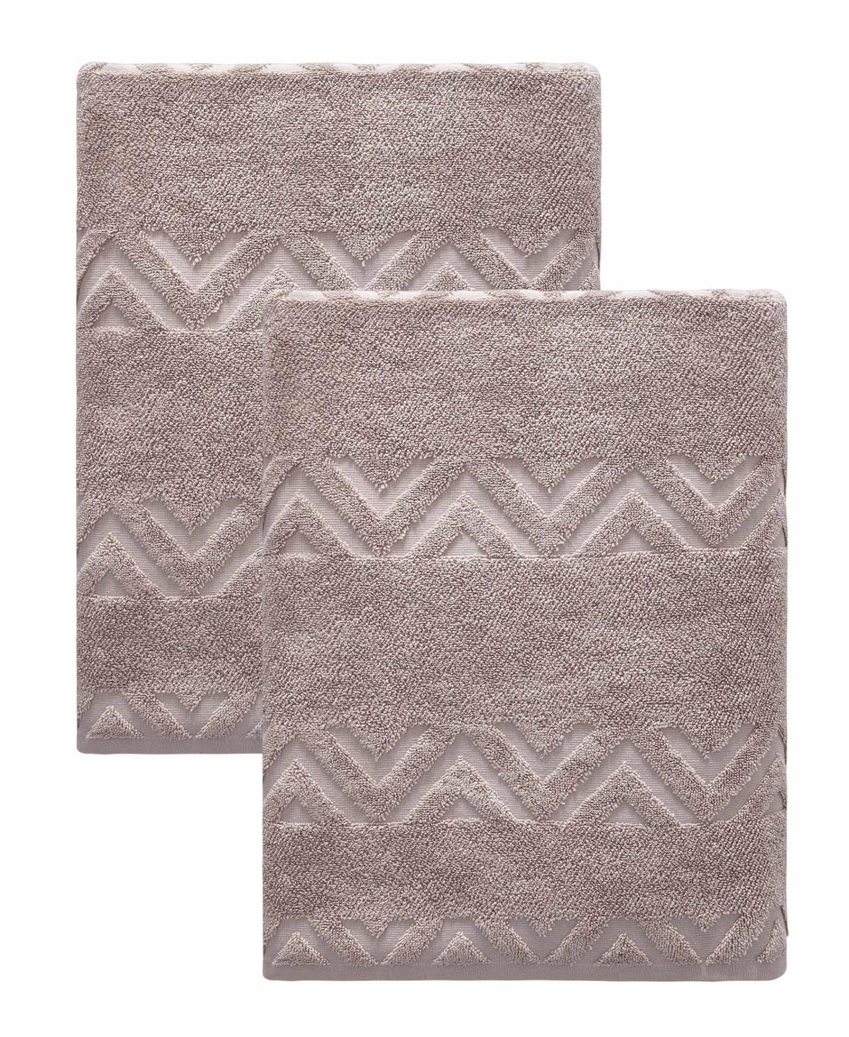 Set of Two Brown Geometric Turkish Cotton 40" X 70" Bath Sheet - HomeRoots - Flyclothing LLC