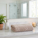 Set of Two Brown Geometric Turkish Cotton 40" X 70" Bath Sheet - HomeRoots - Flyclothing LLC