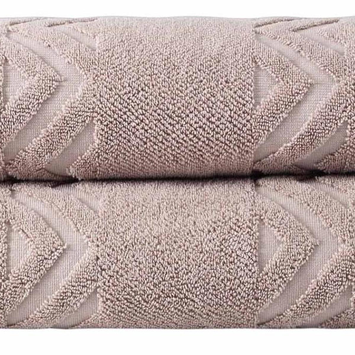 Set of Two Brown Geometric Turkish Cotton 40" X 70" Bath Sheet - HomeRoots - Flyclothing LLC