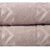 Set of Two Brown Geometric Turkish Cotton 40" X 70" Bath Sheet - HomeRoots - Flyclothing LLC