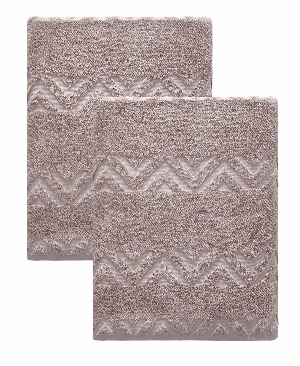 Set of Two Brown Geometric Turkish Cotton 27" X 54" Bath Towels - HomeRoots - Flyclothing LLC