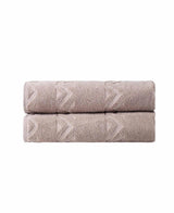 Set of Two Brown Geometric Turkish Cotton 27" X 54" Bath Towels - HomeRoots - Flyclothing LLC