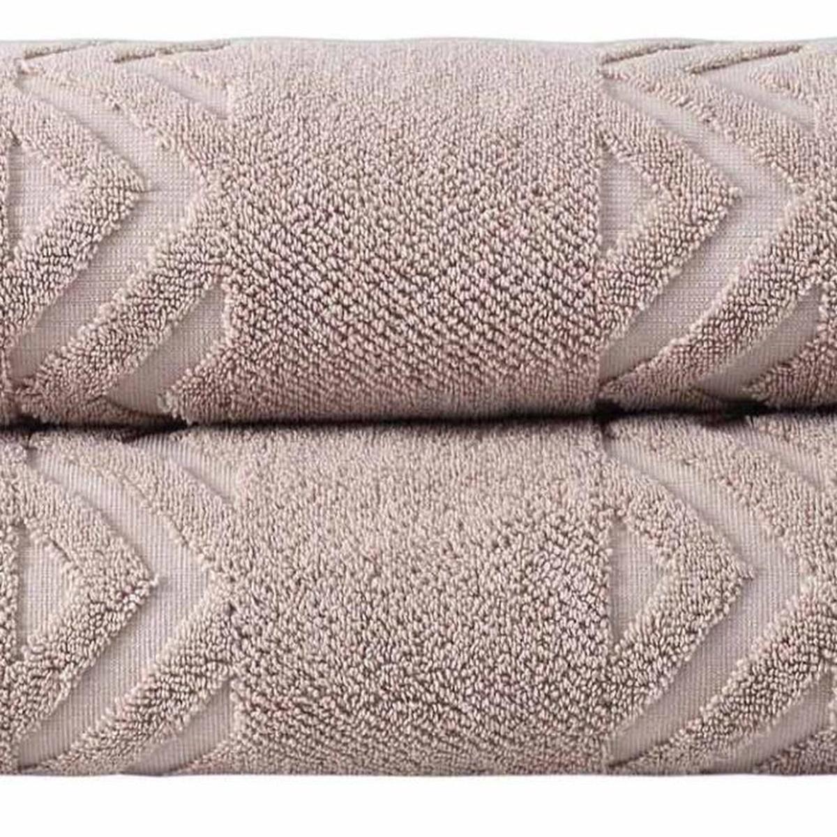 Set of Two Brown Geometric Turkish Cotton 27" X 54" Bath Towels - HomeRoots - Flyclothing LLC