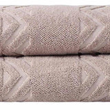 Set of Two Brown Geometric Turkish Cotton 27" X 54" Bath Towels - HomeRoots - Flyclothing LLC