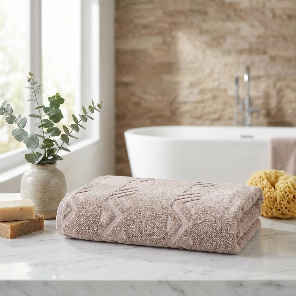 Set of Two Brown Geometric Turkish Cotton 27" X 54" Bath Towels - HomeRoots - Flyclothing LLC