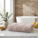 Set of Two Brown Geometric Turkish Cotton 27" X 54" Bath Towels - HomeRoots - Flyclothing LLC