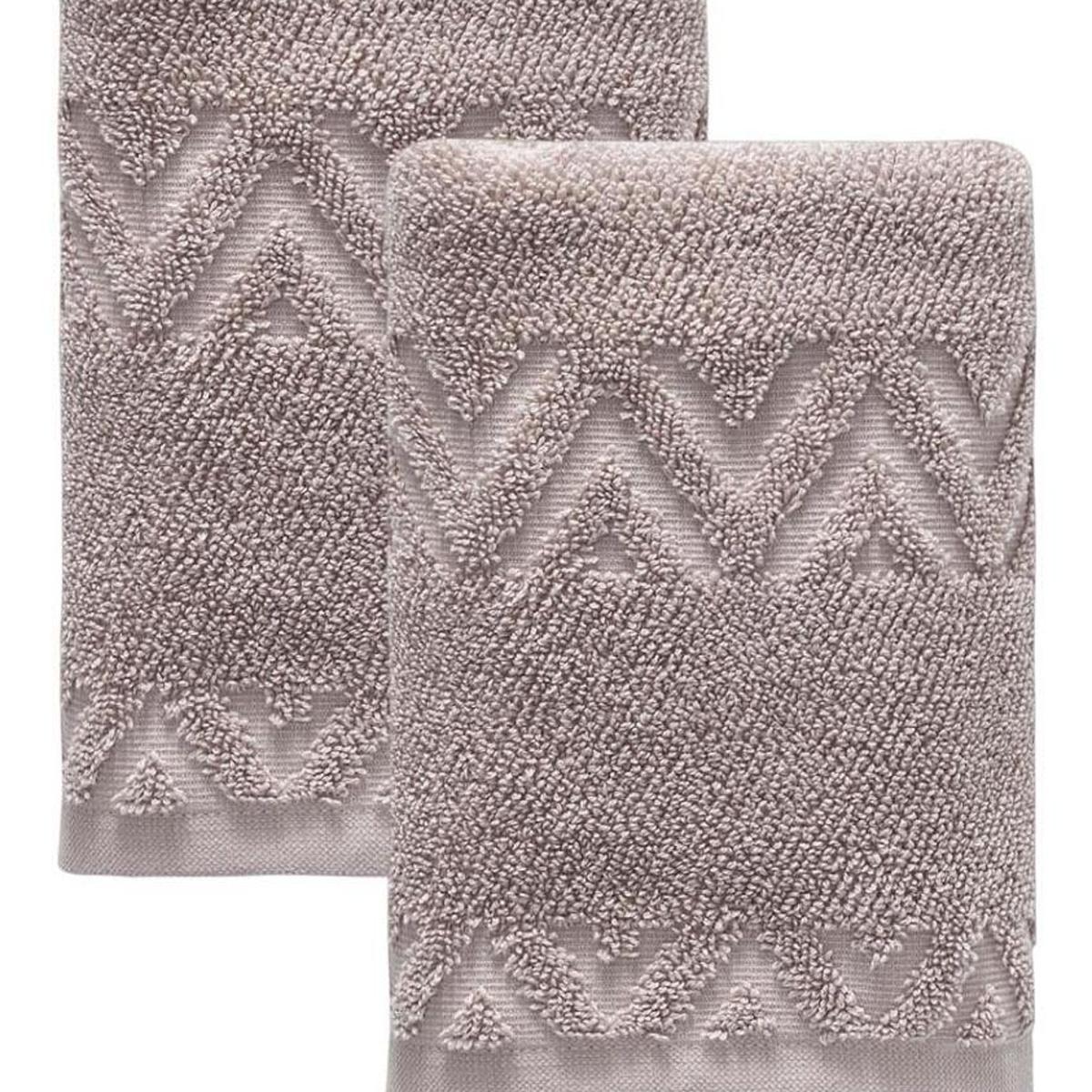 Set of Two Brown Geometric Turkish Cotton 16" X 30" Hand Towels - HomeRoots - Flyclothing LLC