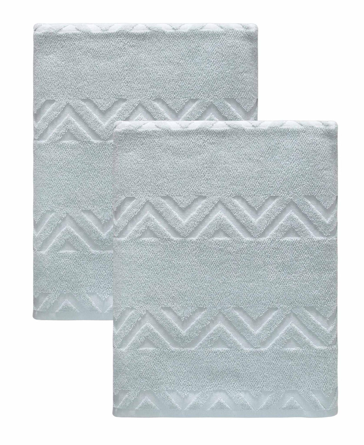 Set of Two Aqua Geometric Turkish Cotton 40" X 70" Bath Sheet - HomeRoots - Flyclothing LLC