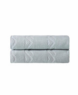 Set of Two Aqua Geometric Turkish Cotton 40" X 70" Bath Sheet - HomeRoots - Flyclothing LLC