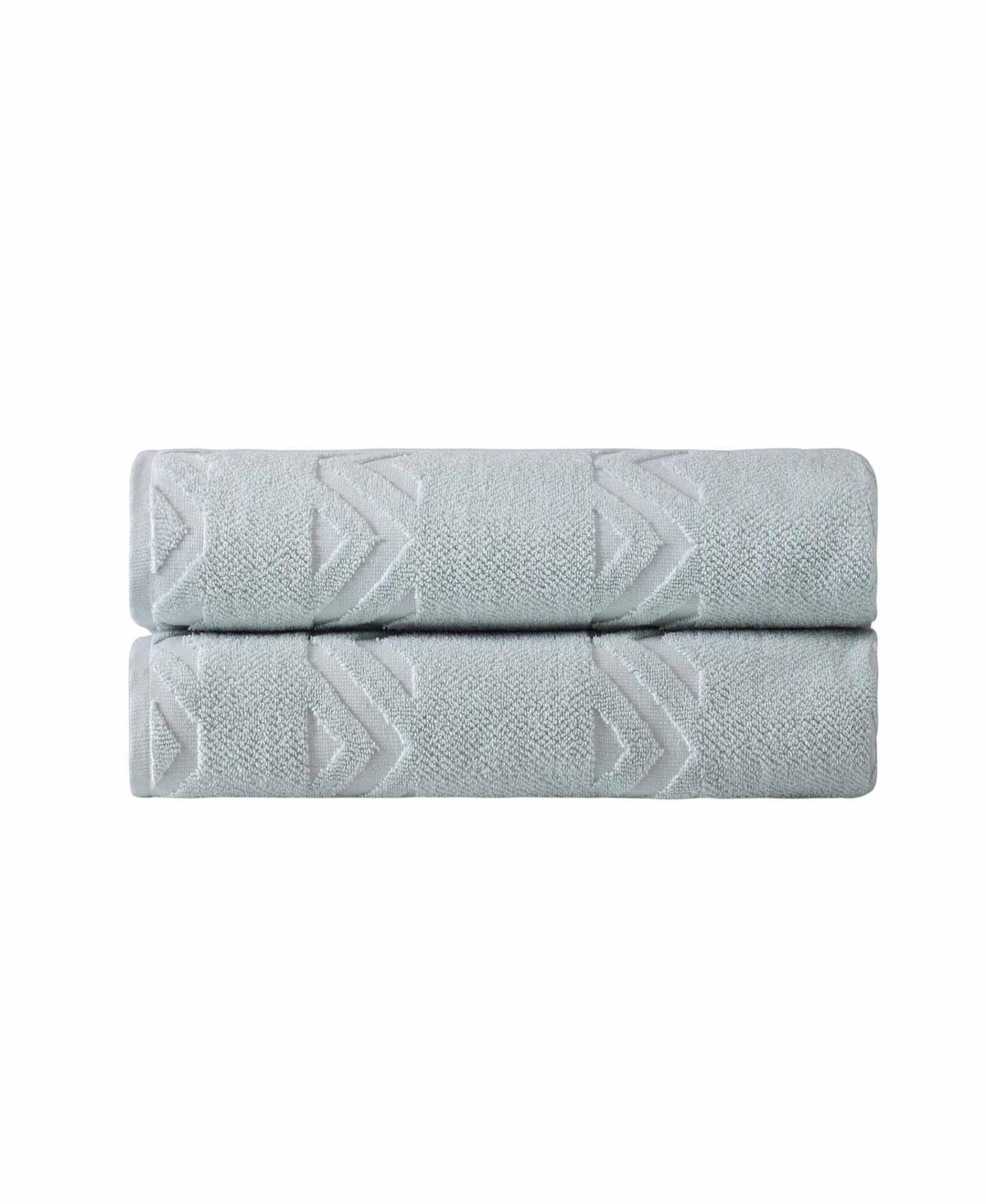 Set of Two Aqua Geometric Turkish Cotton 40" X 70" Bath Sheet - HomeRoots - Flyclothing LLC