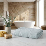 Set of Two Aqua Geometric Turkish Cotton 40" X 70" Bath Sheet - HomeRoots - Flyclothing LLC