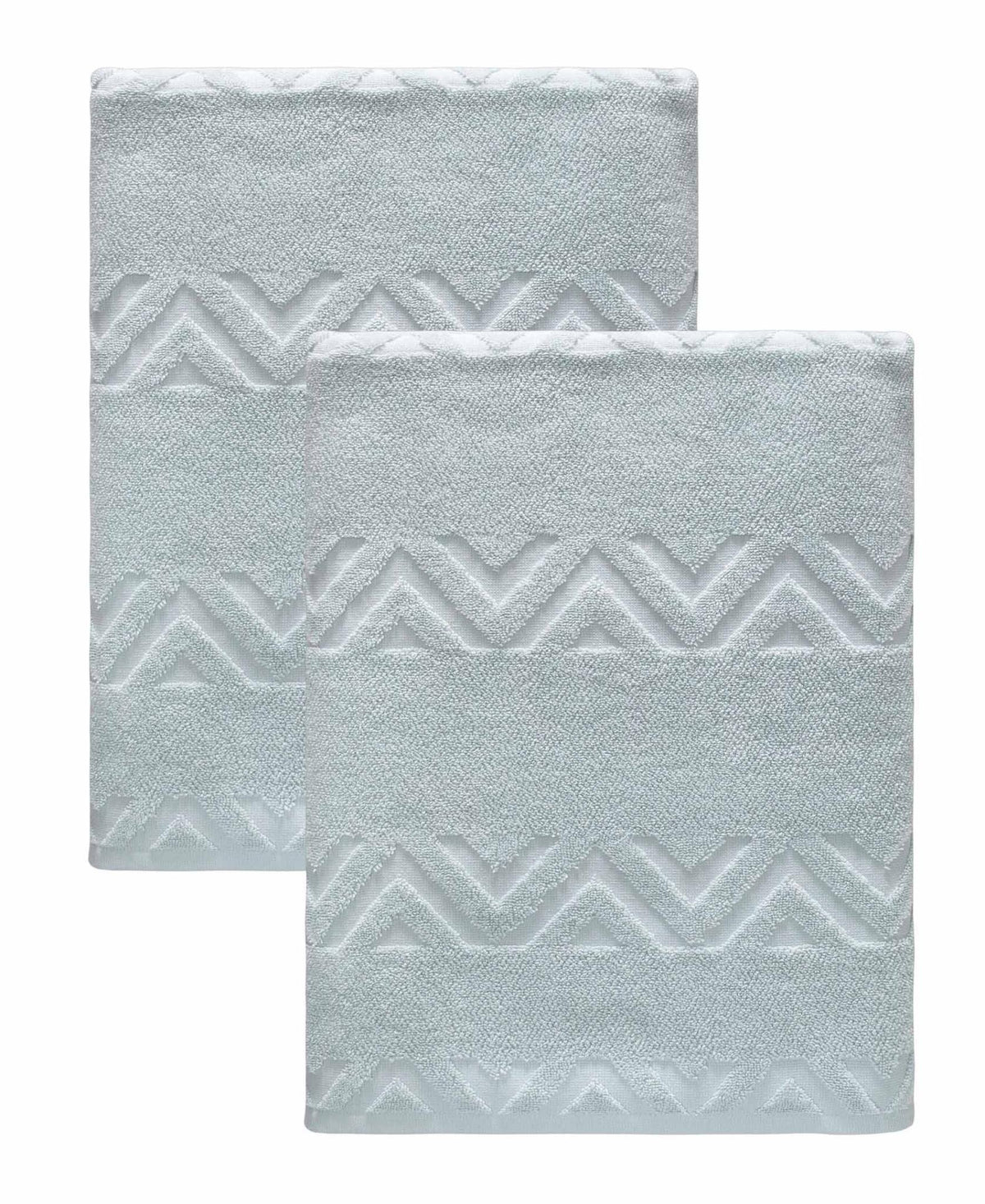 Set of Two Aqua Geometric Turkish Cotton 27" X 54" Bath Towels - HomeRoots - Flyclothing LLC