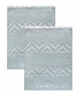 Set of Two Aqua Geometric Turkish Cotton 27" X 54" Bath Towels - HomeRoots - Flyclothing LLC