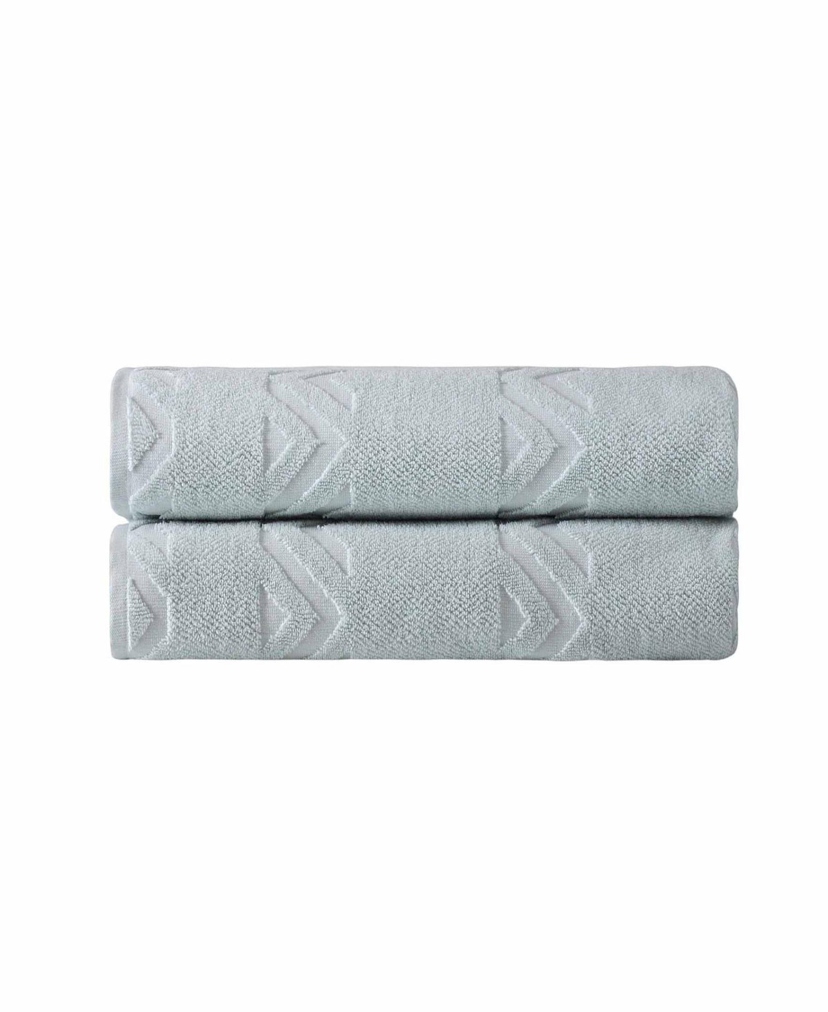 Set of Two Aqua Geometric Turkish Cotton 27" X 54" Bath Towels - HomeRoots - Flyclothing LLC