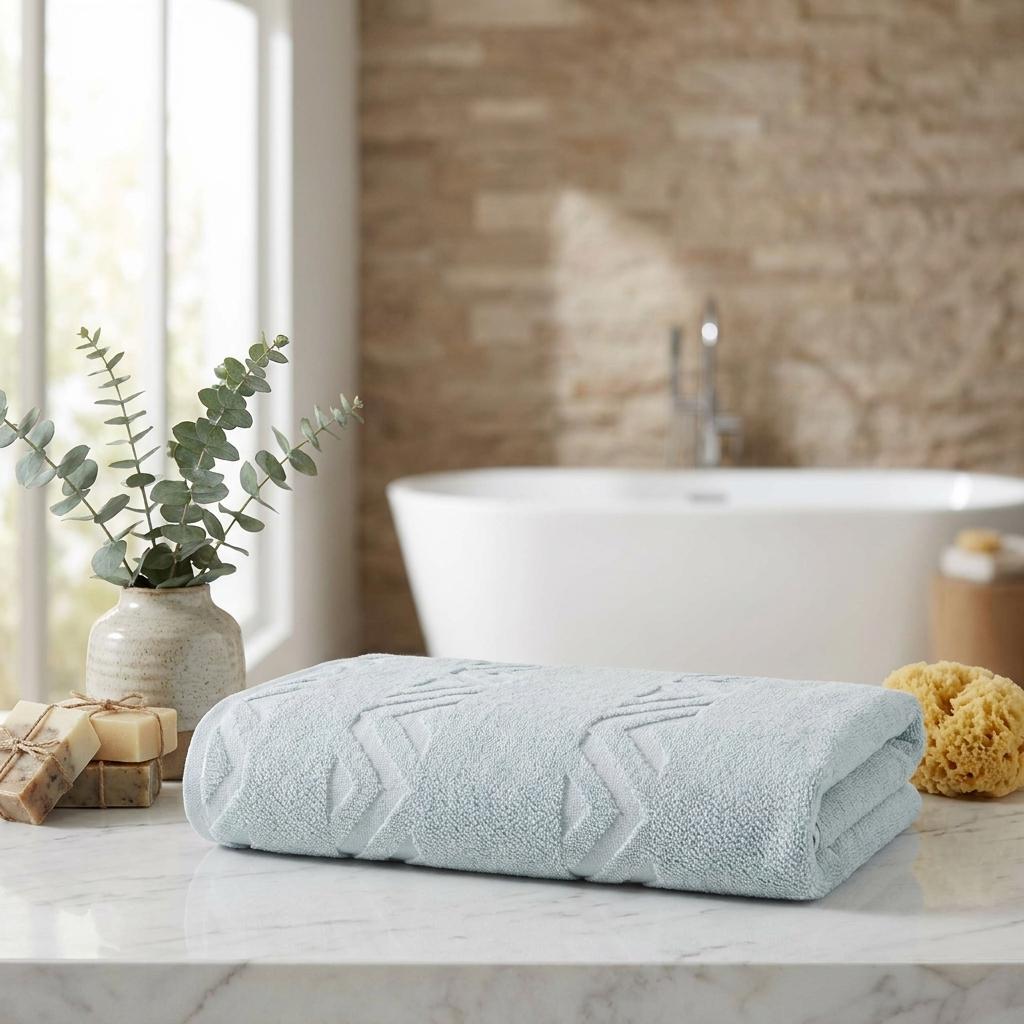 Set of Two Aqua Geometric Turkish Cotton 27" X 54" Bath Towels - HomeRoots - Flyclothing LLC