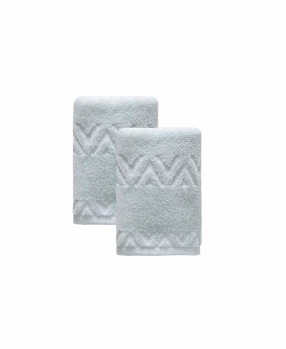 Set of Two Aqua Geometric Turkish Cotton 16" X 30" Hand Towels - HomeRoots - Flyclothing LLC
