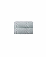 Set of Two Aqua Geometric Turkish Cotton 16" X 30" Hand Towels - HomeRoots - Flyclothing LLC