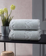 Set of Two Aqua Geometric Turkish Cotton 16" X 30" Hand Towels - HomeRoots - Flyclothing LLC