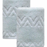 Set of Two Aqua Geometric Turkish Cotton 16" X 30" Hand Towels - HomeRoots - Flyclothing LLC