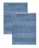 Set of Two Blue Geometric Turkish Cotton 40" X 70" Bath Sheet - HomeRoots - Flyclothing LLC