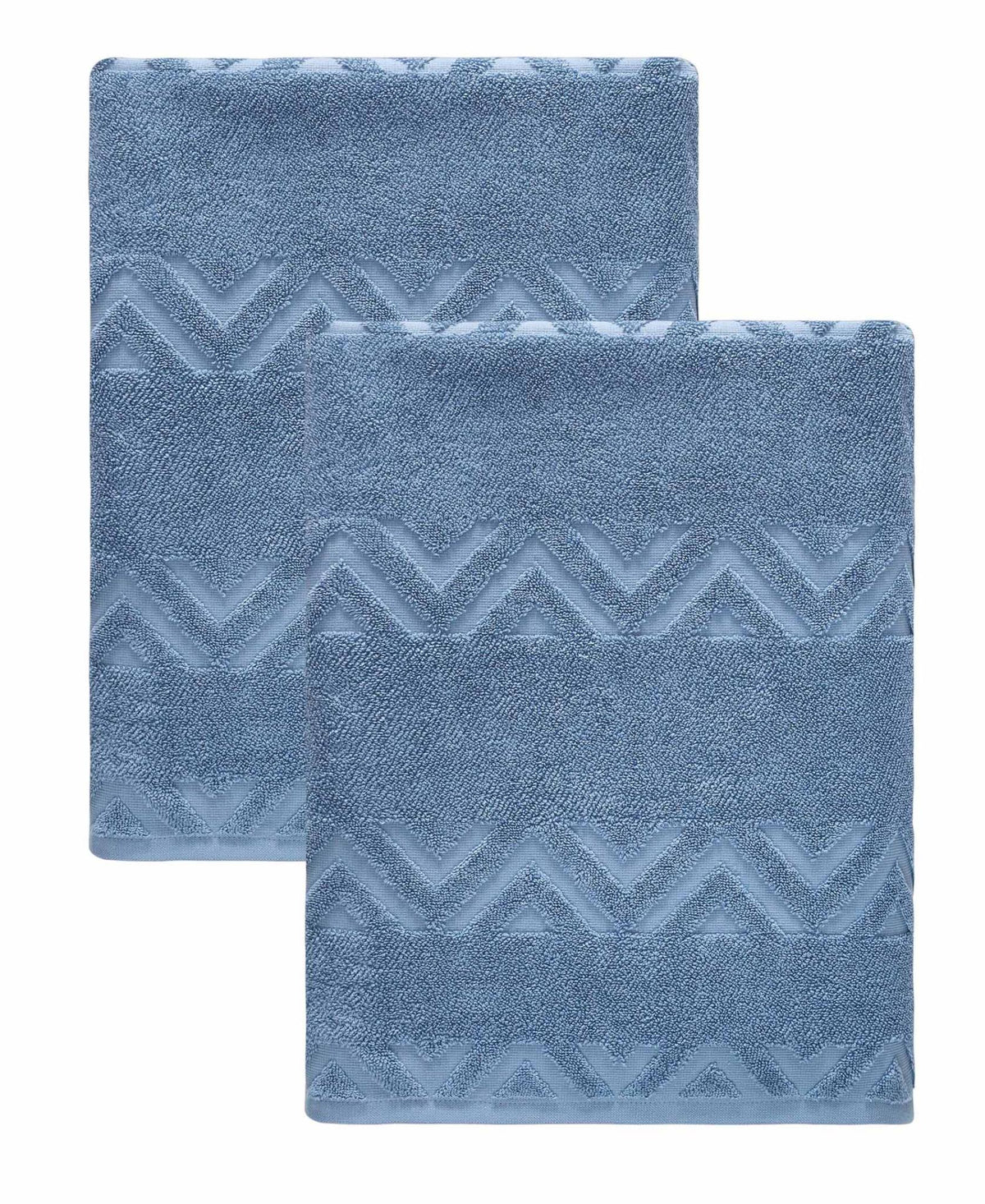 Set of Two Blue Geometric Turkish Cotton 40" X 70" Bath Sheet - HomeRoots - Flyclothing LLC