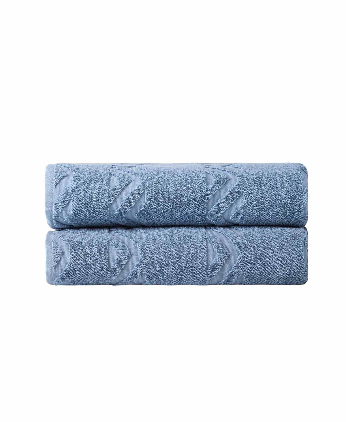 Set of Two Blue Geometric Turkish Cotton 40" X 70" Bath Sheet - HomeRoots - Flyclothing LLC