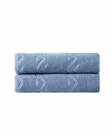 Set of Two Blue Geometric Turkish Cotton 40" X 70" Bath Sheet - HomeRoots - Flyclothing LLC