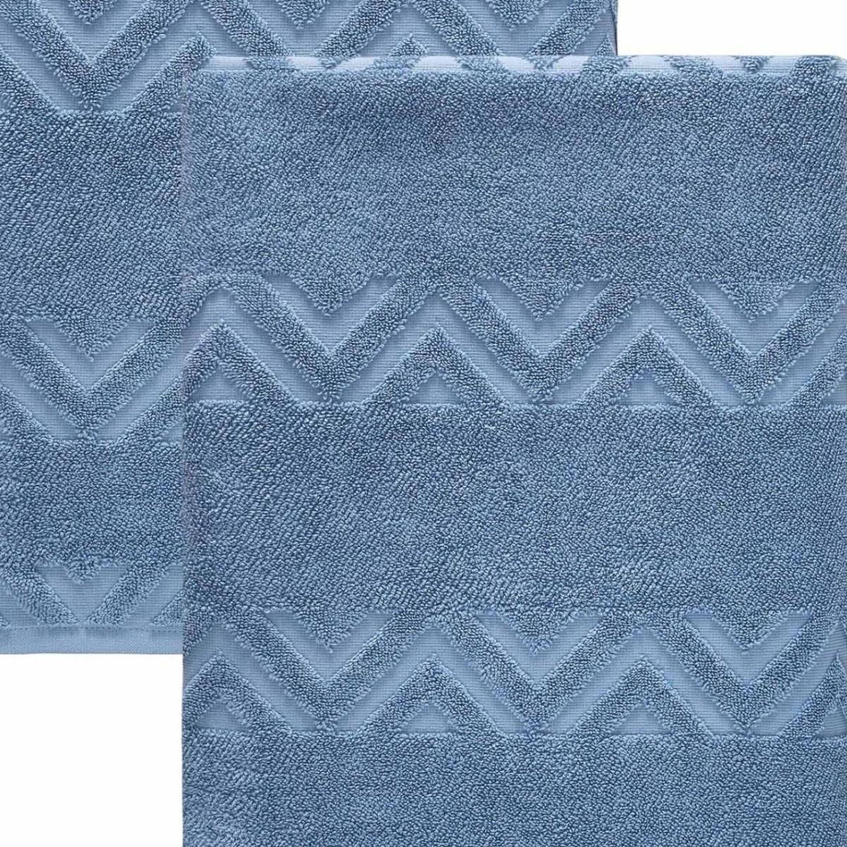 Set of Two Blue Geometric Turkish Cotton 40" X 70" Bath Sheet - HomeRoots - Flyclothing LLC
