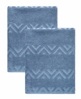 Set of Two Blue Geometric Turkish Cotton 27" X 54" Bath Towels - HomeRoots - Flyclothing LLC
