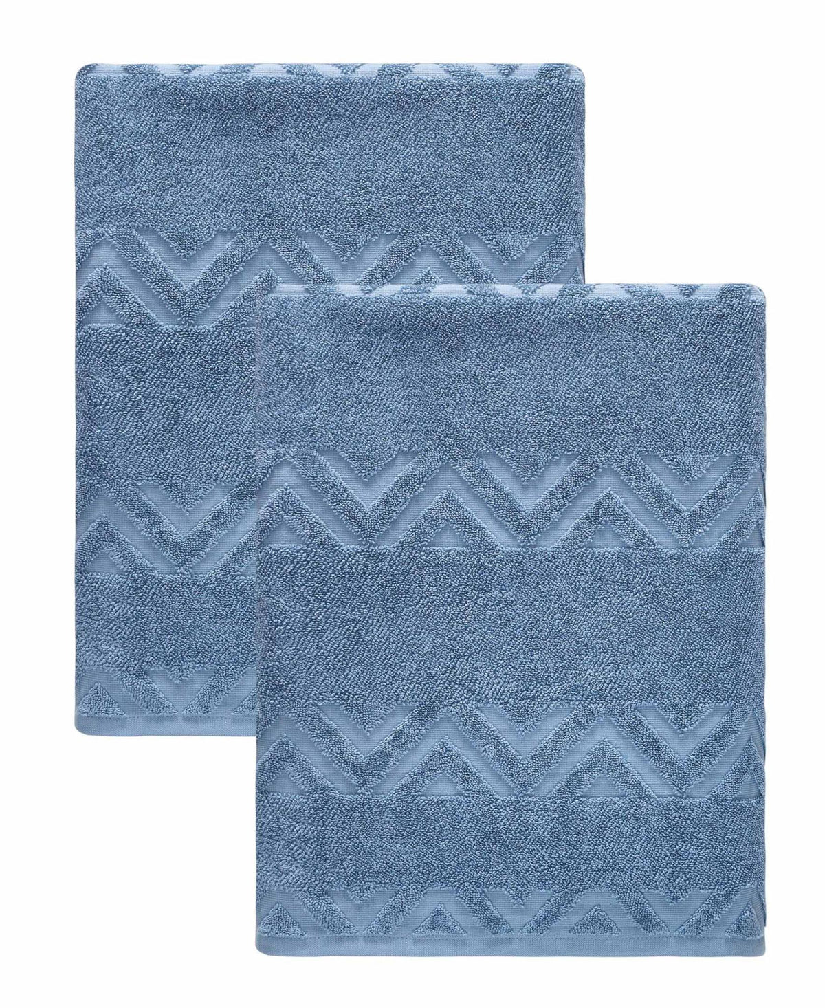 Set of Two Blue Geometric Turkish Cotton 27" X 54" Bath Towels - HomeRoots - Flyclothing LLC
