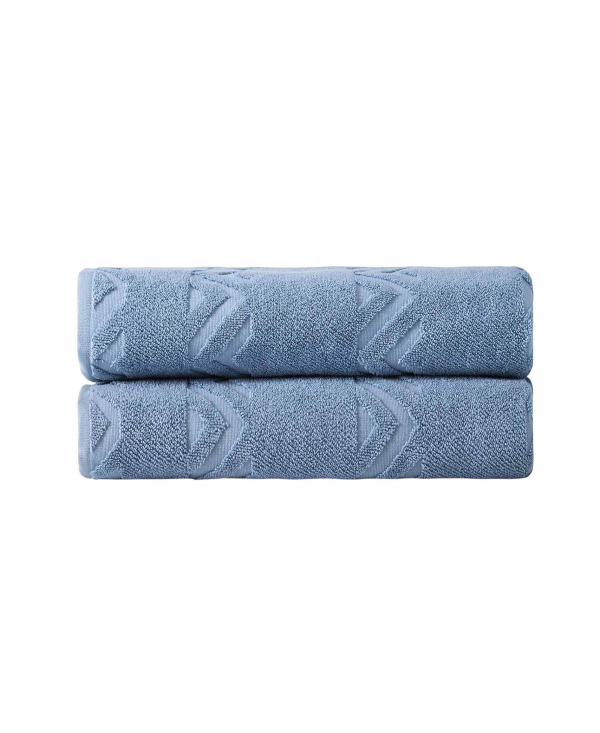 Set of Two Blue Geometric Turkish Cotton 27" X 54" Bath Towels - HomeRoots - Flyclothing LLC