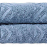 Set of Two Blue Geometric Turkish Cotton 27" X 54" Bath Towels - HomeRoots - Flyclothing LLC