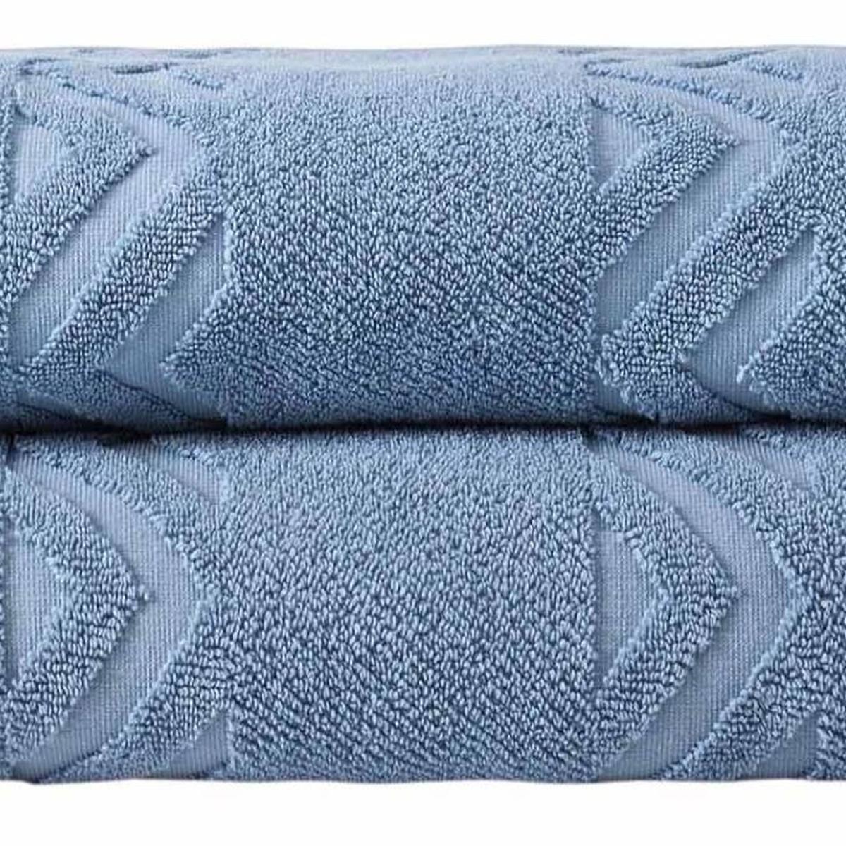 Set of Two Blue Geometric Turkish Cotton 27" X 54" Bath Towels - HomeRoots - Flyclothing LLC