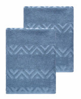 Set of Two Blue Geometric Turkish Cotton 27" X 54" Bath Towels - HomeRoots - Flyclothing LLC
