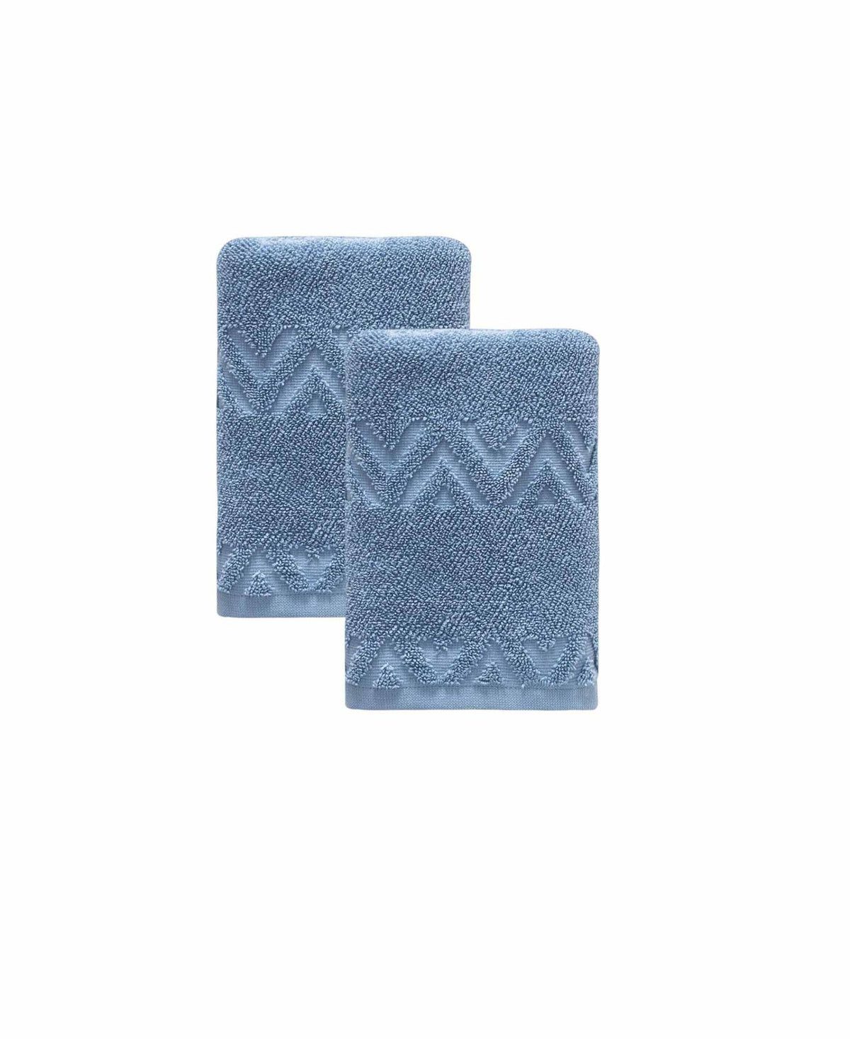 Set of Two Blue Geometric Turkish Cotton 16" X 30" Hand Towels - HomeRoots - Flyclothing LLC
