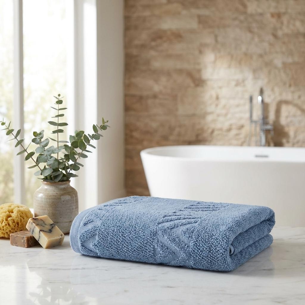 Set of Two Blue Geometric Turkish Cotton 16" X 30" Hand Towels - HomeRoots - Flyclothing LLC