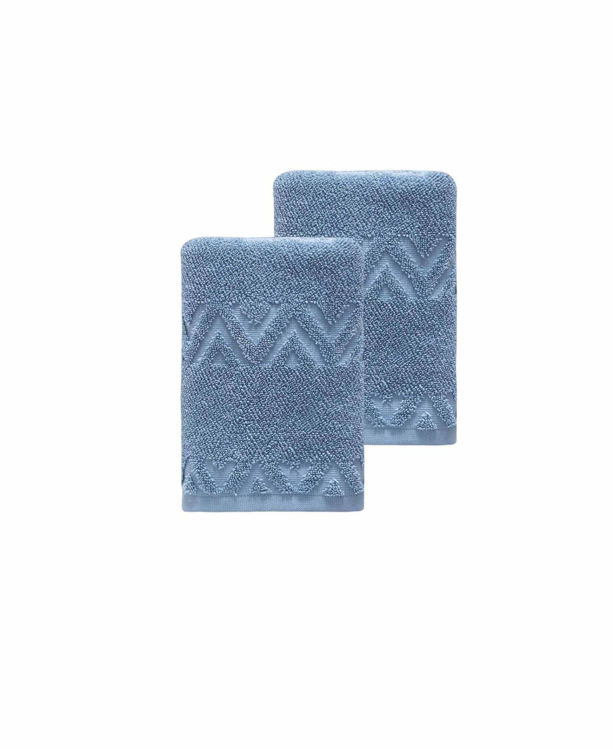 Set of Two Blue Geometric Turkish Cotton 16" X 30" Hand Towels - HomeRoots - Flyclothing LLC