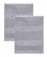 Set of Two Light Gray Geometric Turkish Cotton 40" X 70" Bath Sheet - HomeRoots - Flyclothing LLC